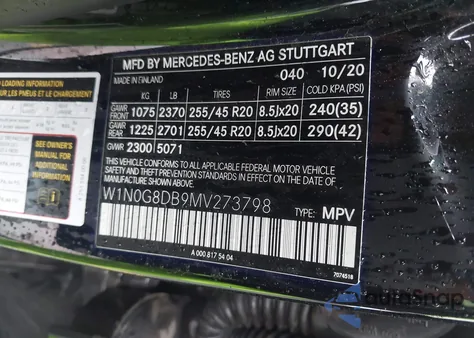 2021 Mercedes-Benz Glc 300 Suv z USA, uszkodzony, nr VIN W1N0G8DB9MV273798